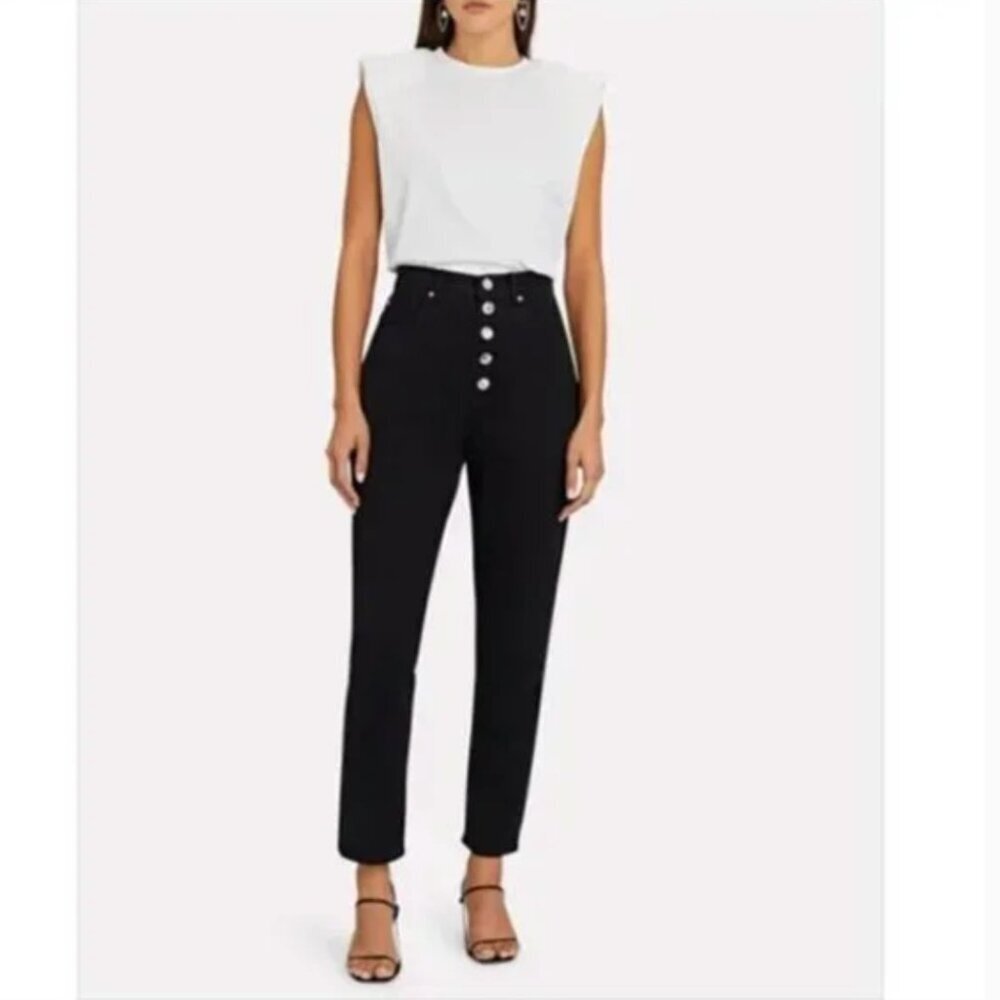 We Wore What The Danielle Jeans High Rise Vintage Crystal Buttons Black New 29